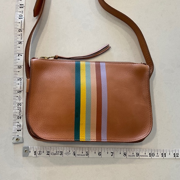 MADEWELL The Simple Crossbody Multi Striped Tan Leather Bag - Picture 6 of 11